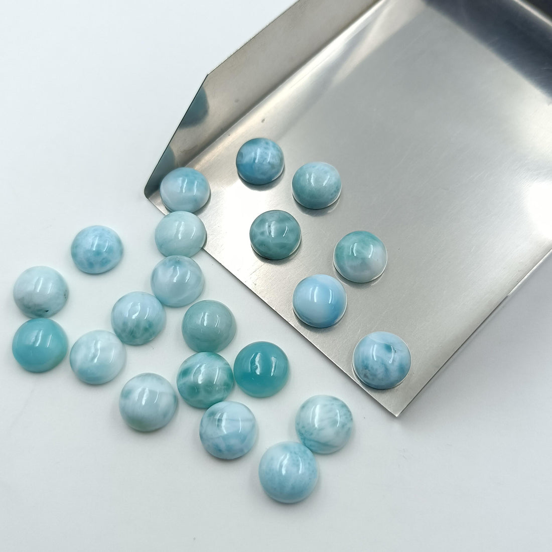 Larimar 9 mm Round cabochon Natural Dominican Republic Gemstone Flatback Beads
