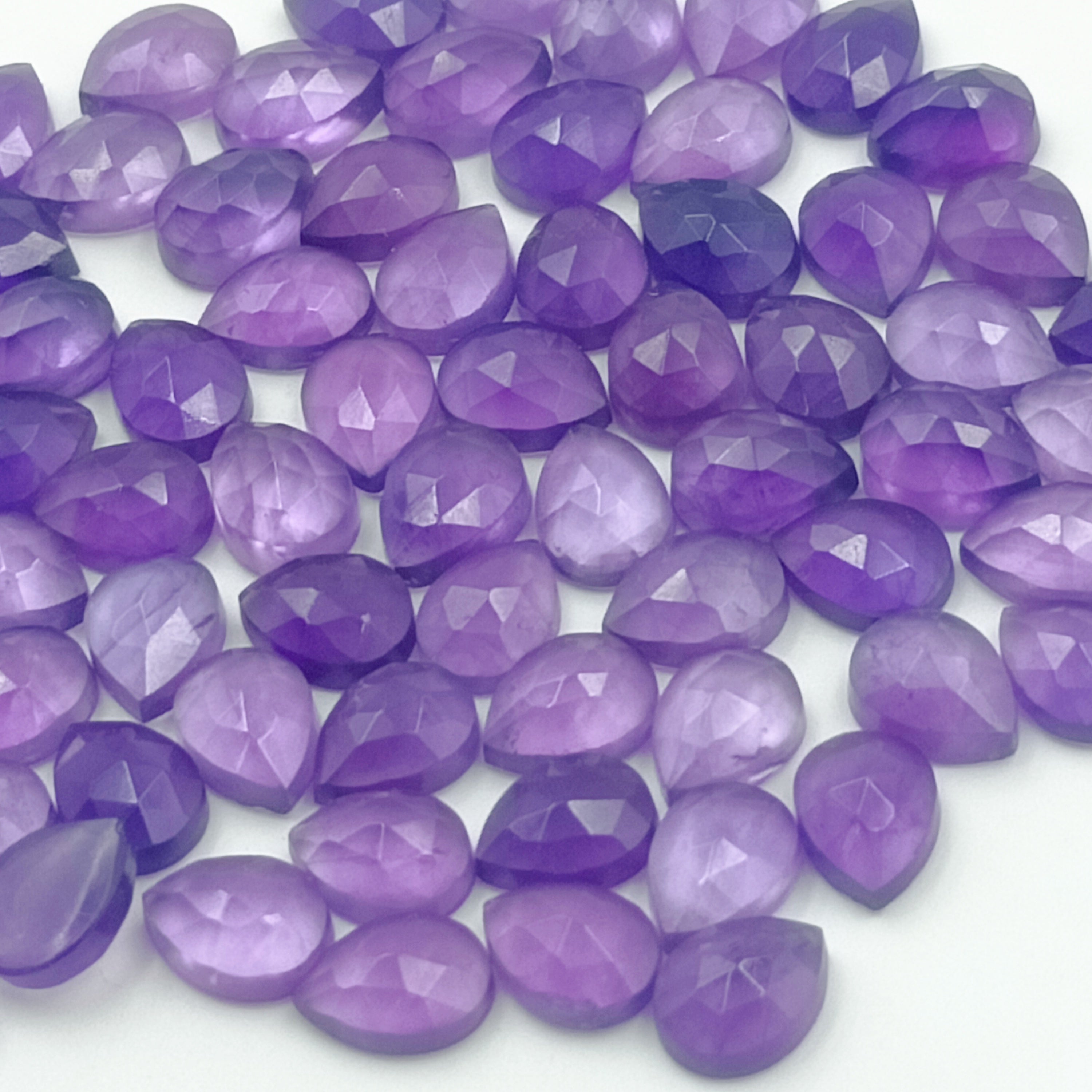 Amethyst Teardrop Faceted Stone Purple Gemstone Drops Loose Rose Cut Amethyst