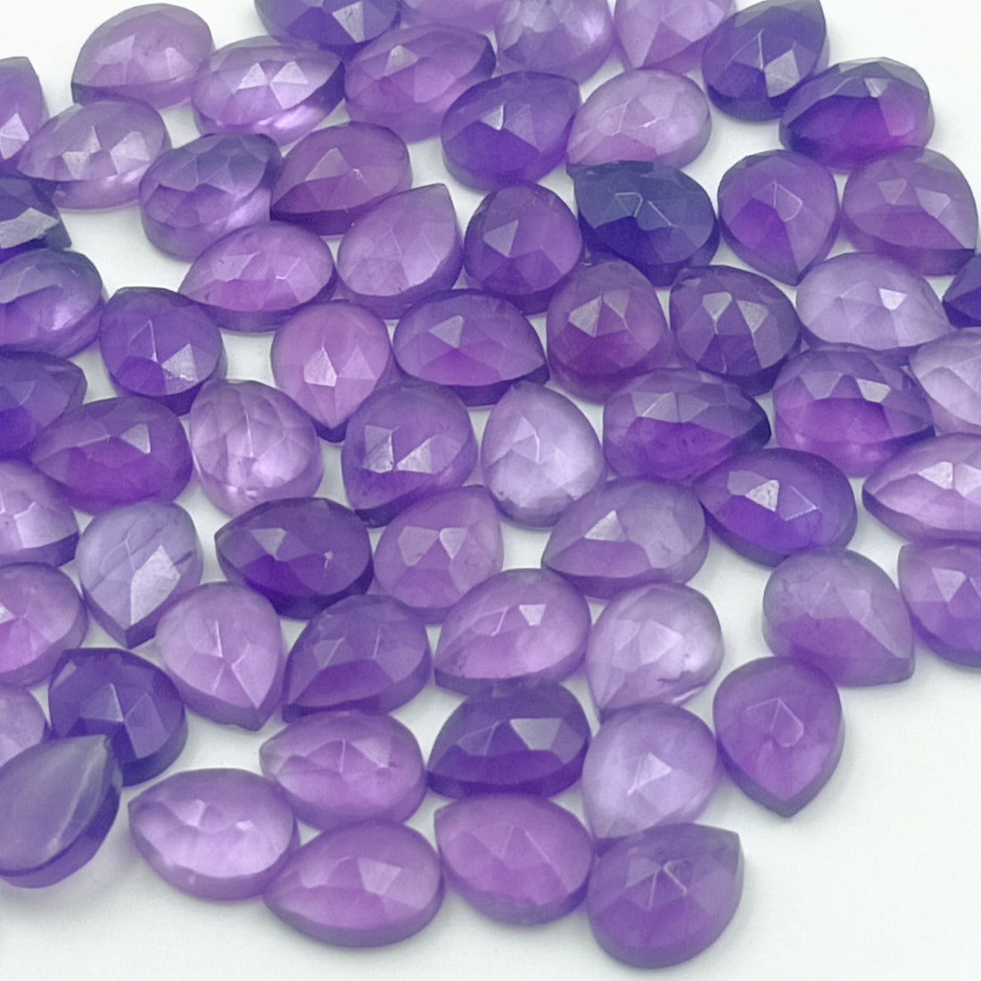 Amethyst Teardrop Faceted Stone Purple Gemstone Drops Loose Rose Cut Amethyst