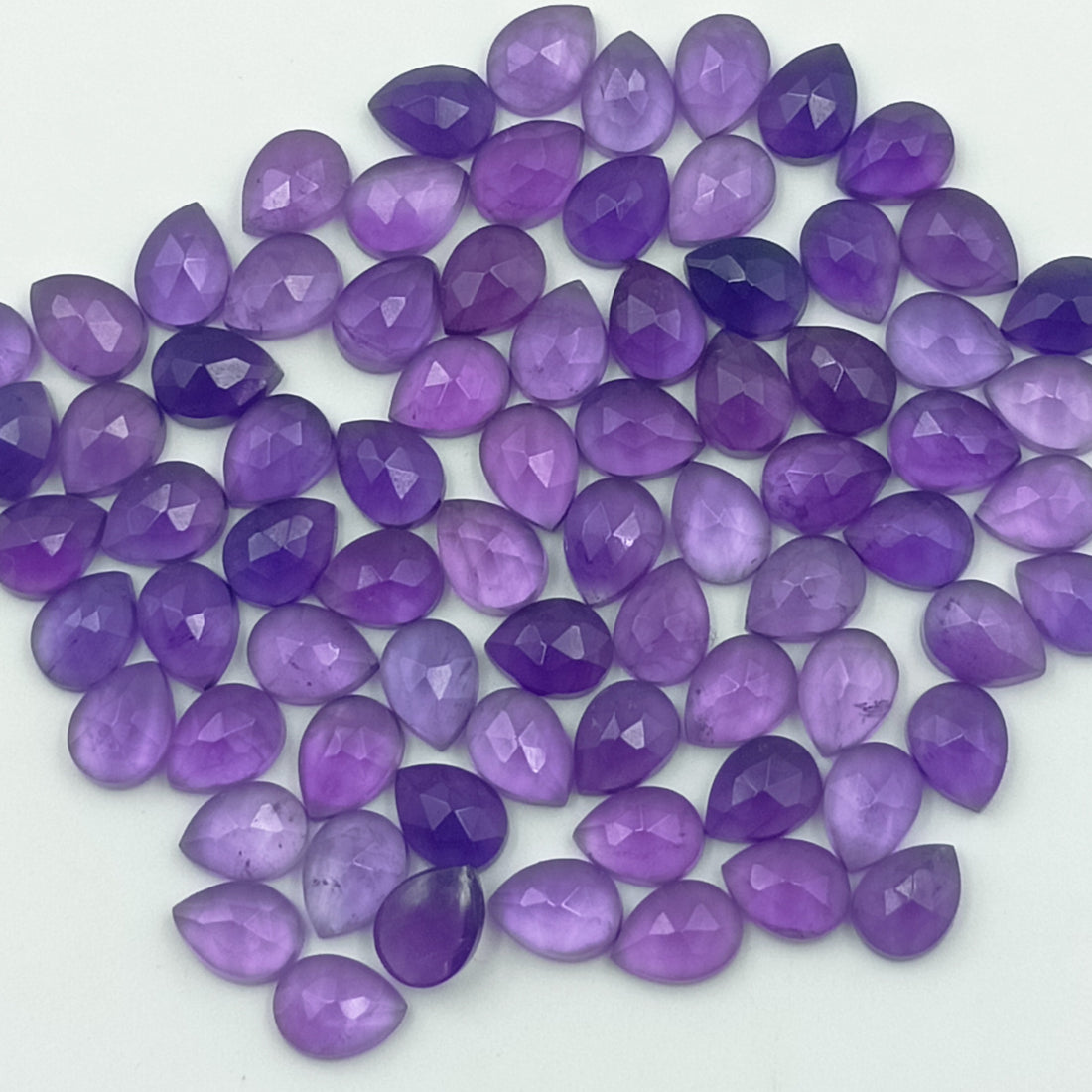Amethyst Teardrop Faceted Stone Purple Gemstone Drops Loose Rose Cut Amethyst