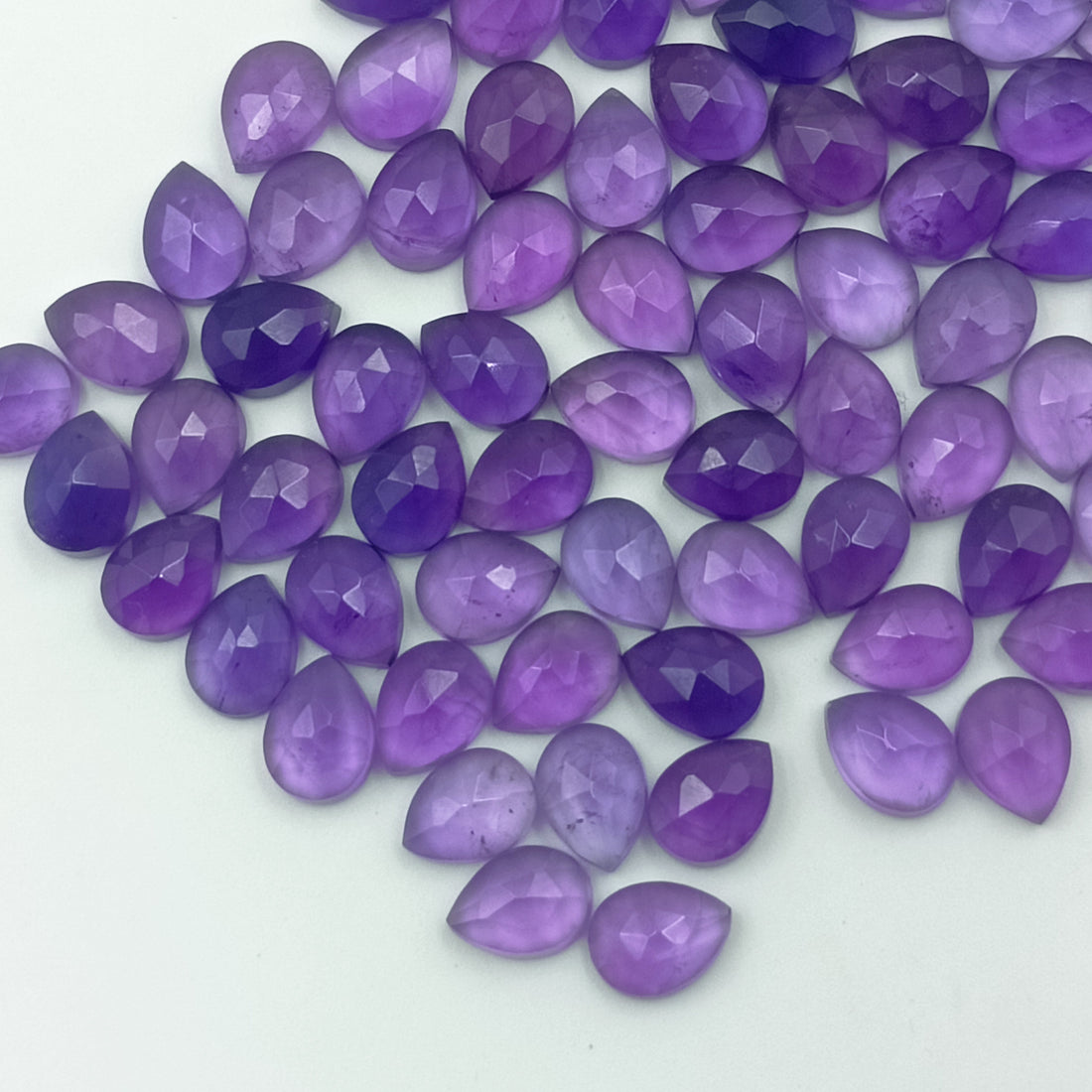 Amethyst Teardrop Faceted Stone Purple Gemstone Drops Loose Rose Cut Amethyst