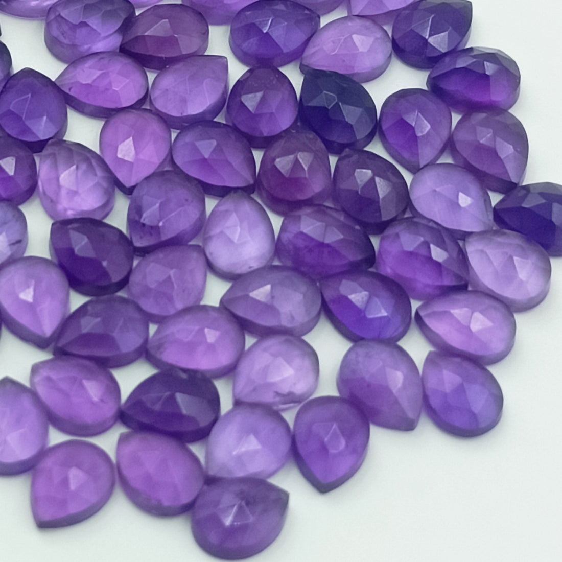 Amethyst Teardrop Faceted Stone Purple Gemstone Drops Loose Rose Cut Amethyst