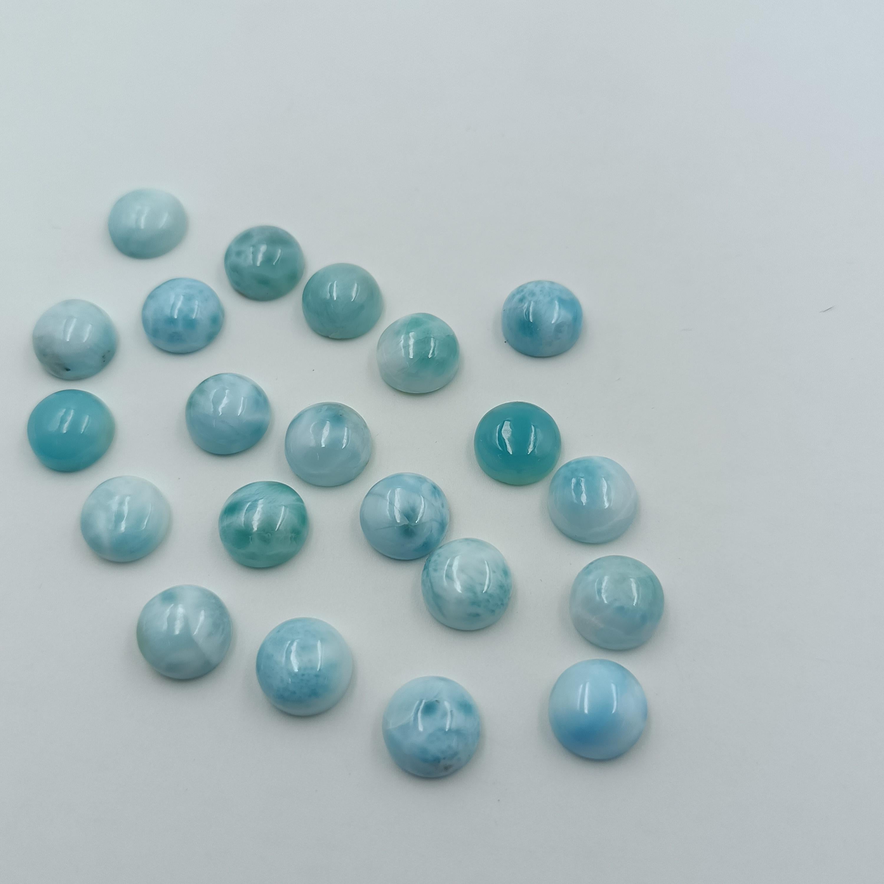 Larimar 9 mm Round cabochon Natural Dominican Republic Gemstone Flatback Beads