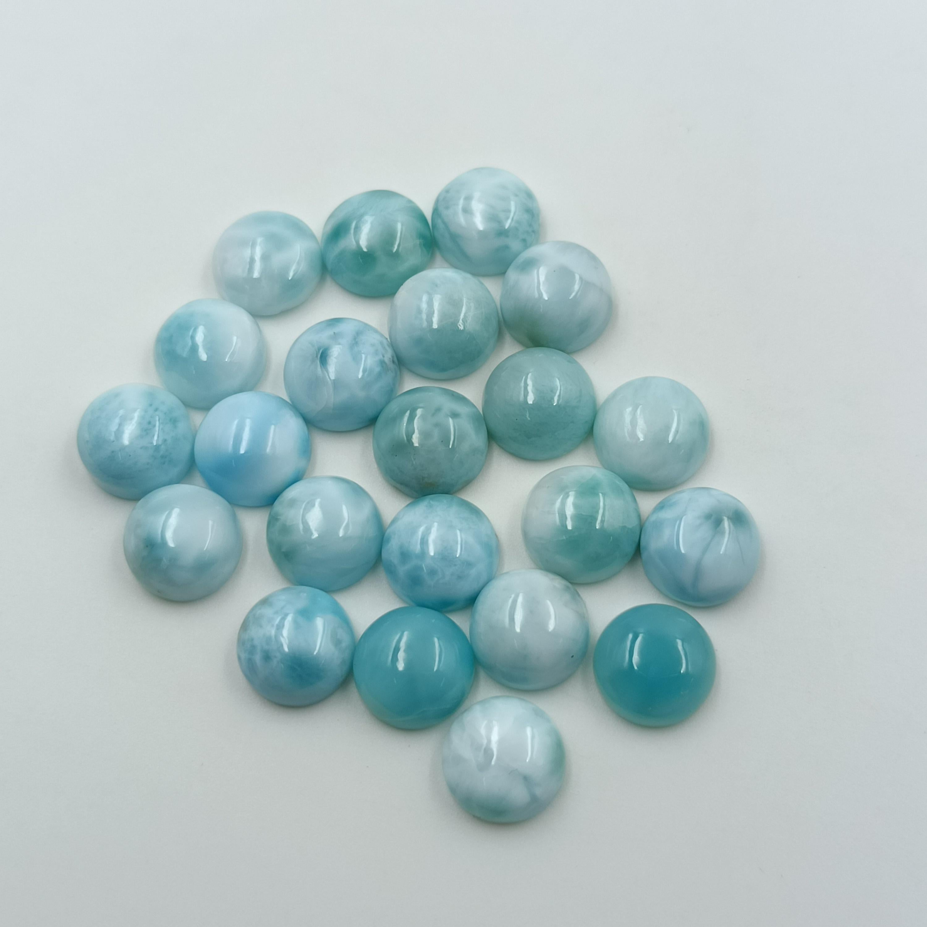 Larimar 9 mm Round cabochon Natural Dominican Republic Gemstone Flatback Beads