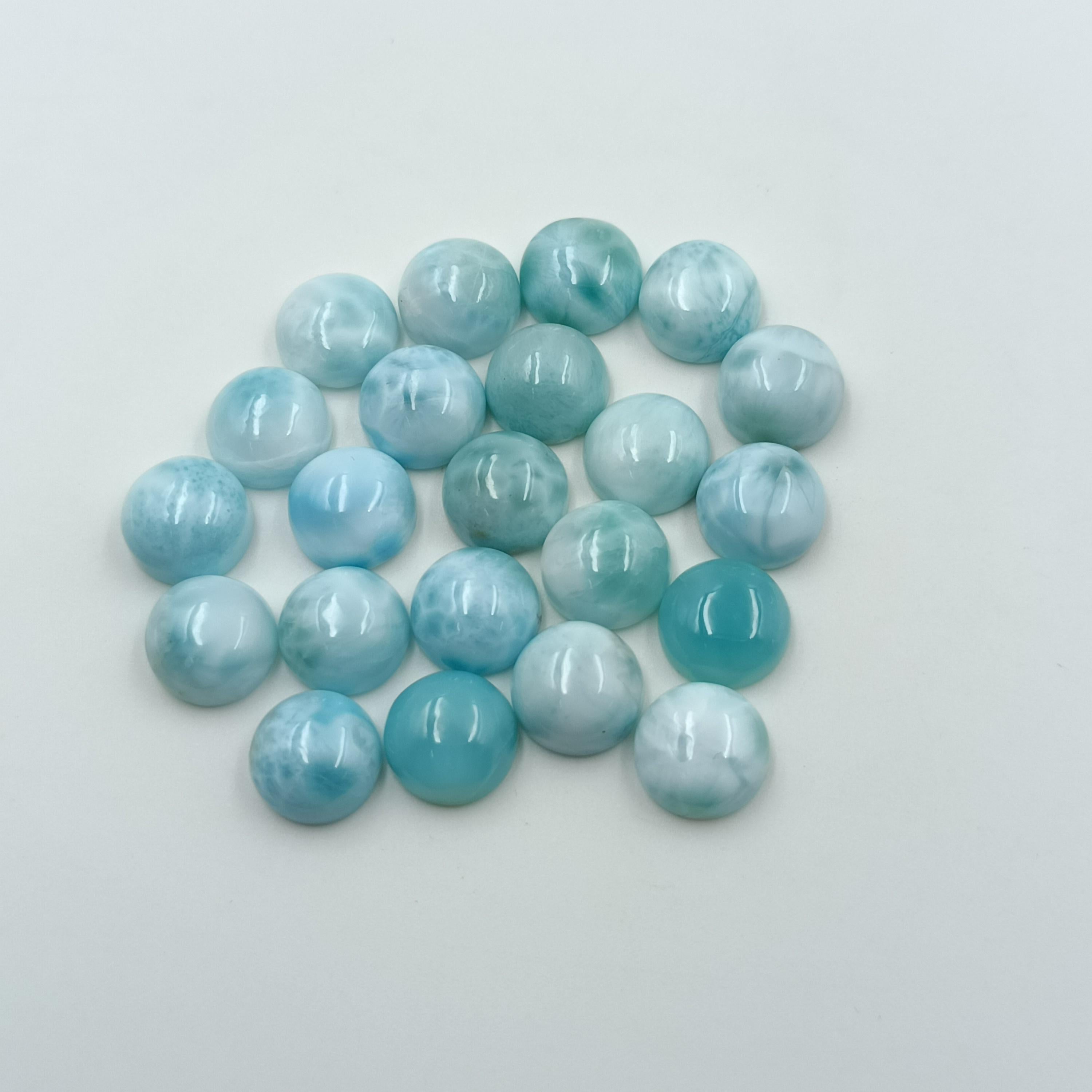 Larimar 9 mm Round cabochon Natural Dominican Republic Gemstone Flatback Beads